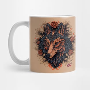 flowers and wolf Mug